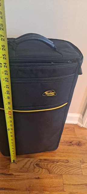 SkyRoll Black 22" Zip Up Carry-On Suitcase Rolling Luggage W/ Garment Bag Travel