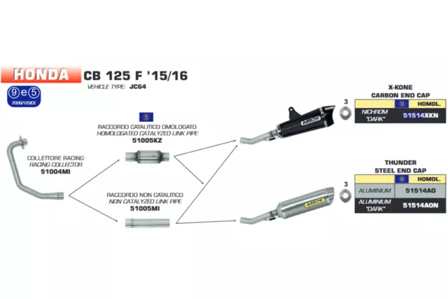 ARROW Zwischenrohr (mit Kat) CBF/CBR JC40/JC50 für CBF125 JC40