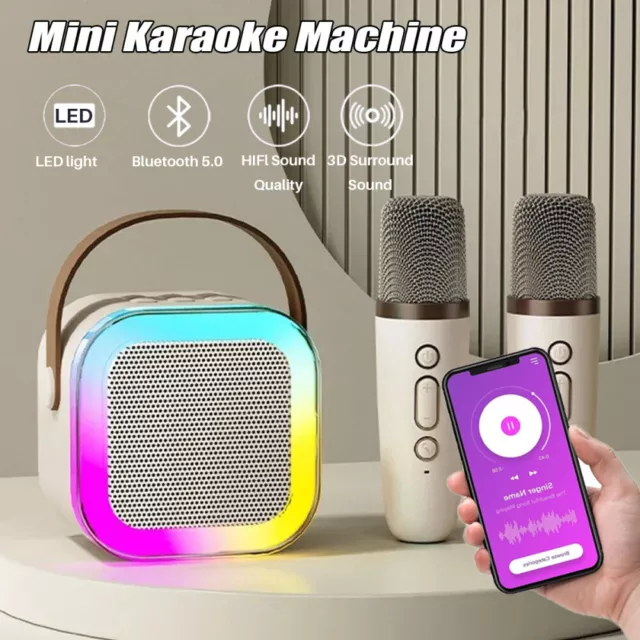 Karaoke Maschine Mini Karaoke Anlage 2 Mikrofonen Bluetooth Karaoke Lautsprecher