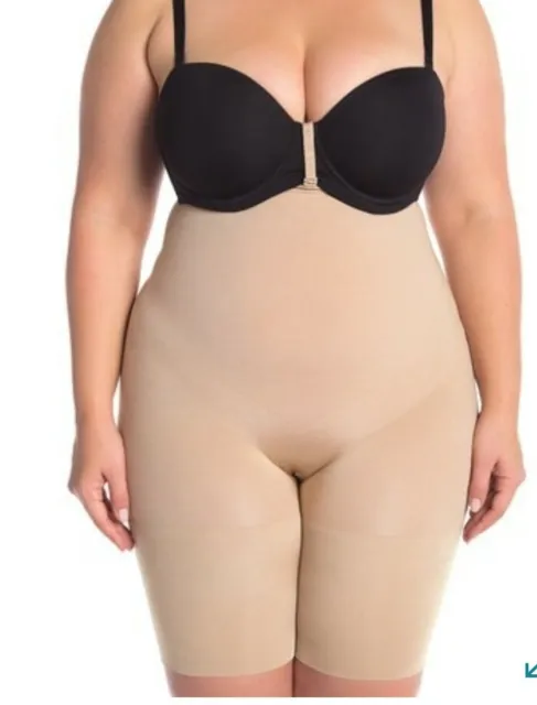 Spanx L112706 Womens Soft Nude Power Series Open Bust Midthigh Bodysuit  Size 2X