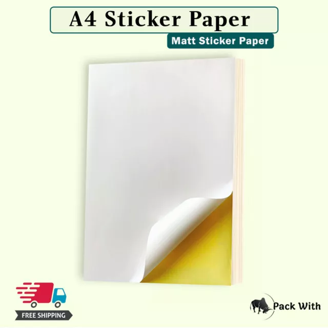 A4 Address Sheet Full White Matt Self Adhesive Sticker Paper - all Printers