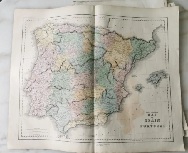 Collection of Antique Large Hand Coloured 1859 Edinburgh Imperial World Maps 3