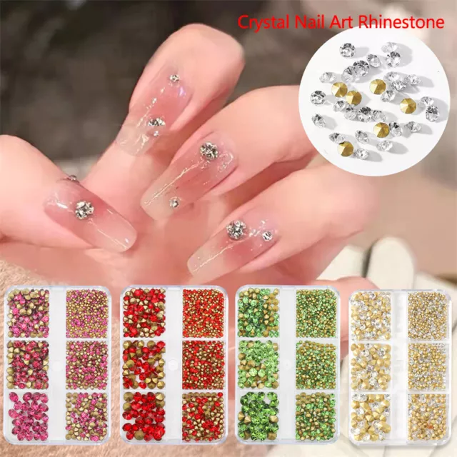 6 rejillas vidrio de manicura estrás cristal arte en uñas AB taladro tamaño mixto arte en uñas y