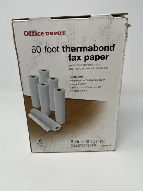 Office Depot Thermabond Fax Paper 1/2in. Core 60ft Roll - 6 Rolls 546358 546-358