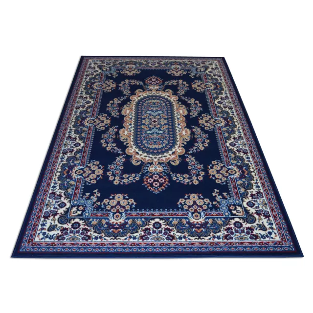 Tappeto Meccanico Stile Persiano Orientale Colore Blu, Morbido E Resistente