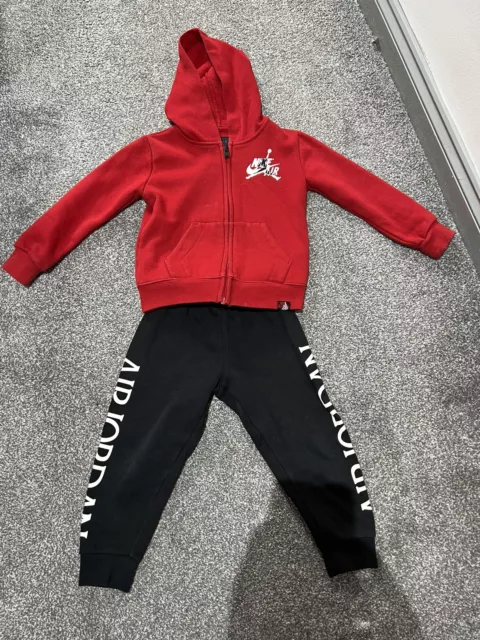 NIKE AIR JORDAN Black And Red Hooded Tracksuit 3T 2 3 Years Old 19.99 PicClick UK