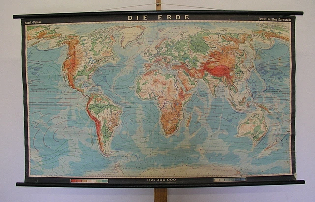 World Map 1978 SCHULWANDKARTE SCHÖNE ALTE Weltkarte Die Erde 139x84cm vintage world ...