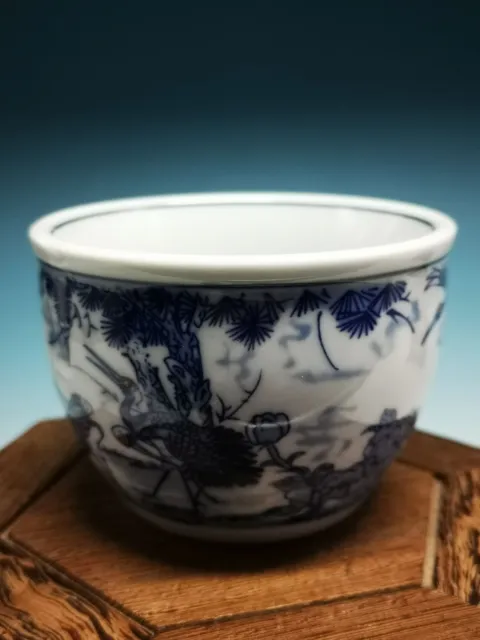 .Exquisite Workmanship Old Chinese “Crane Pine Tree” Porcelain Cup/bowl Y77