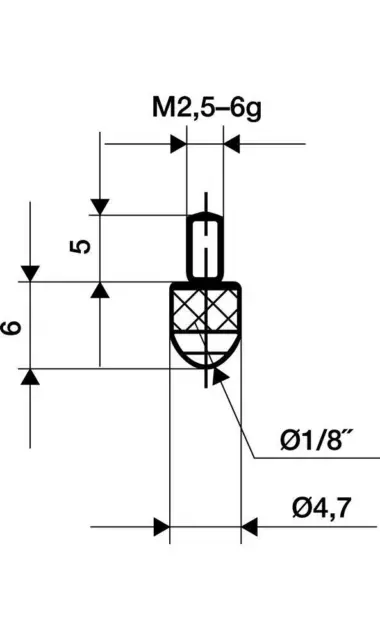Käfer Messeinsatz Ø 3 mm Länge 6 mm Kugel M2,5 Kunststoff passend zu Messuhren