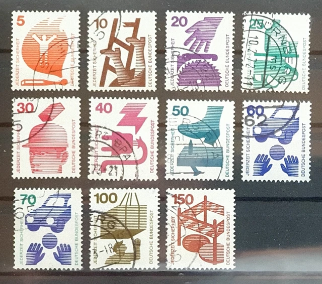 Bund 1972 Satz o Mi 694-703, 773 Unfallverhütung Freimarken Dauerserie (0174A)
