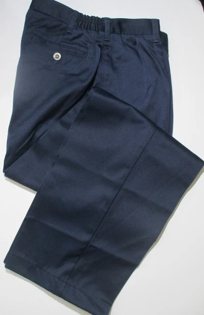 LANDS END Navy School Uniform Pleated Pants Boys 20 Slim INSEAM 29" NEW