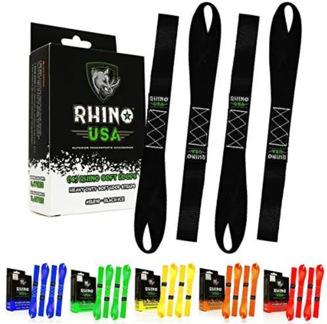Soft Loop Motorcycle Tie-Down Straps - Rhino USA - 4-Pack  Fast Delivery