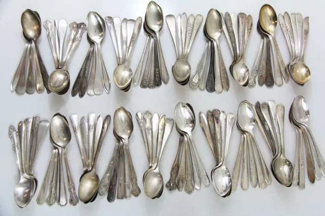 100x TEA SPOONS FLATWARE NO MONO SILVERPLATE LOT VINTAGE CRAFT REUSE REPURPOSE