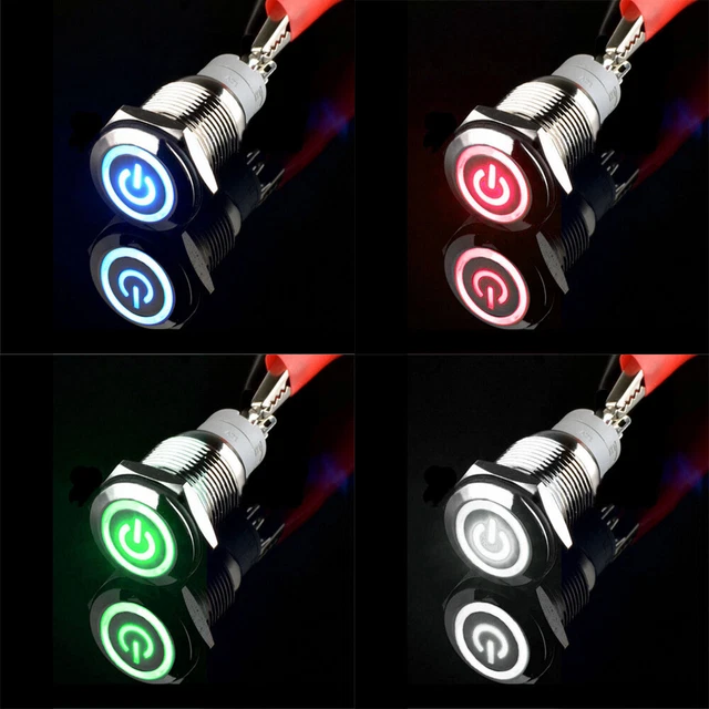 Pulsante Momentaneo 16mm Impermeabile - LED Blu, 12V-24V, 5A, 2 Pezzi - Foto 10