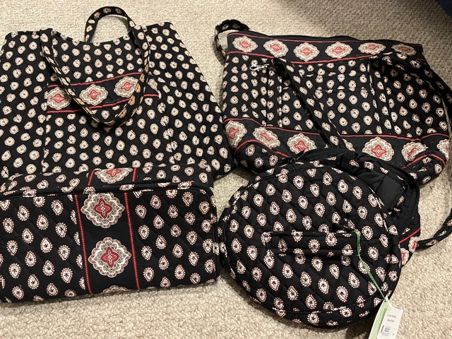 Vera Bradley Classic Black 2006 Tote Purse CD Case Makeup Cosmetic 4 Piece Set