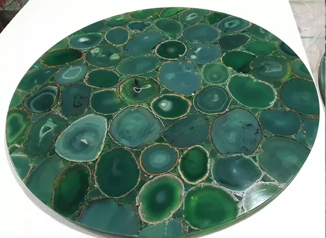 Green Agate Stone Coffee Counter Desk Table, Handmade Furniture Garden Decors