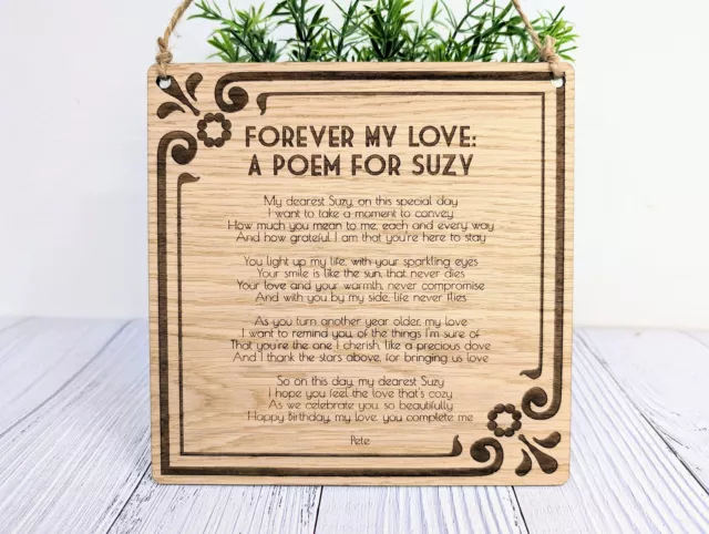 Art Nouveau Style Custom Wooden Sign | Personalised Poem or Message, Gift Idea