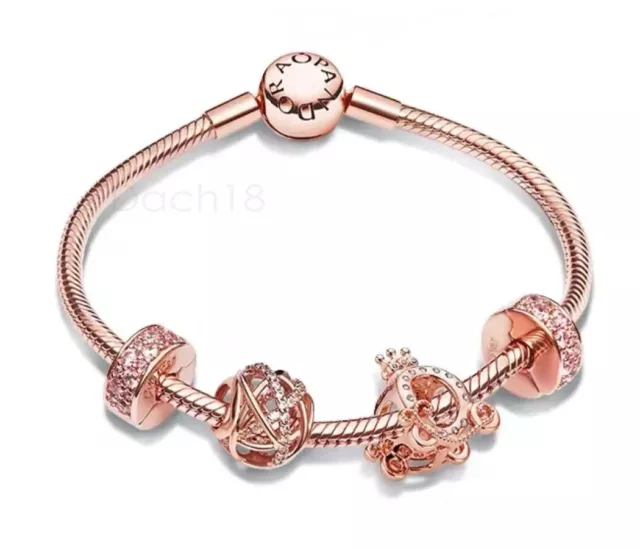 Pandora Rose Crown O Carriage Charm Bracelet with Box 19cm 7.5in