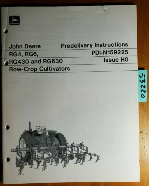 John Deere RG4 RG6 RG430 RG630 Row-Crop Cultivator Predelivery Inst Manual 8/70