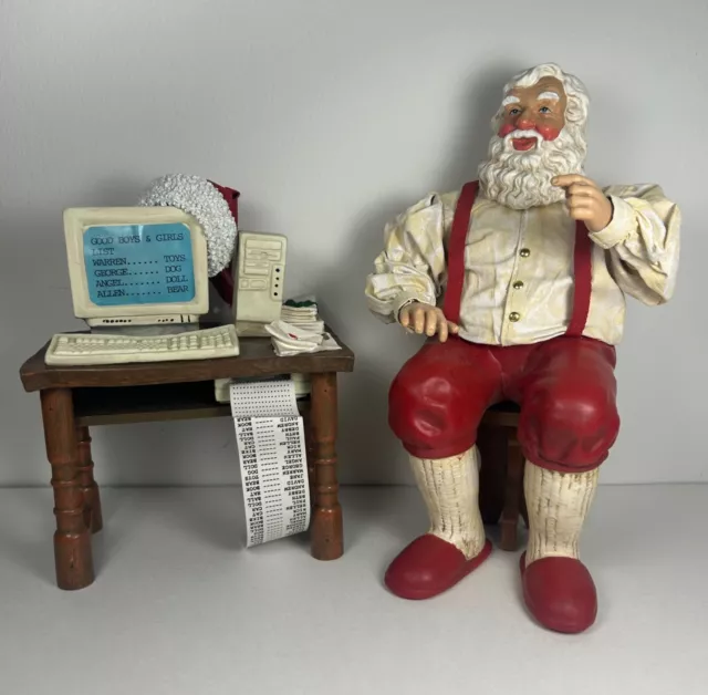 1997 Clothtique Possible Dreams #713151 "Santa Online" w/ computer desk printer