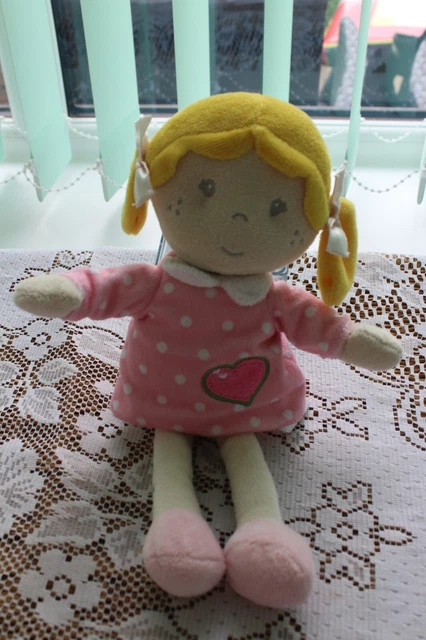 SAINSBURY’S RAG DOLL Pink Spotty Heart Dress Plush Comforter Hug Soft ...