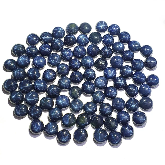 Natural Star Blue Sapphire Round Diopside Gemstone 5 Pcs 7 mm 10 CT-