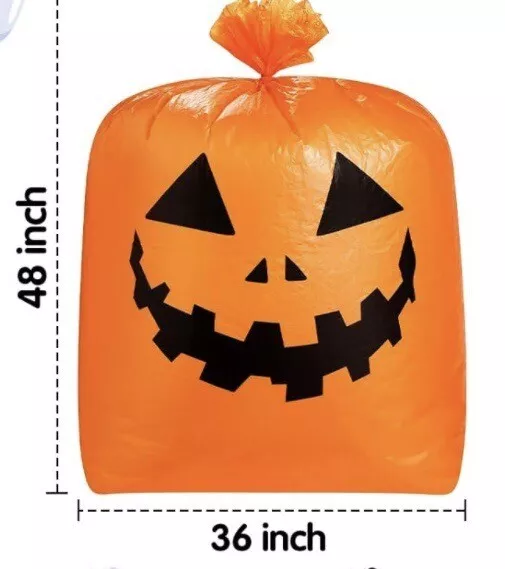 Lawn Bags Pumpkin Jack O Lantern Set Of 6 Multiple Sizes W/ Twist Ties Kimober