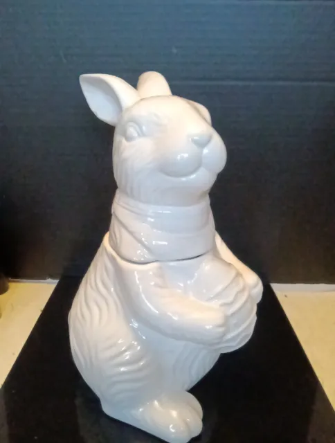 Vintage White Glazed Rabbit Easter Bunny 11” Cookie Jar. Beautiful