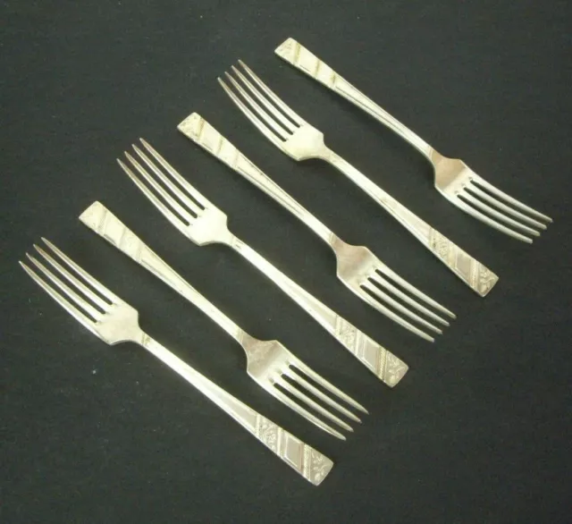 Viners of Sheffield Elegant Vintage 6 Silver Plated Extra A Dinner Forks MCM