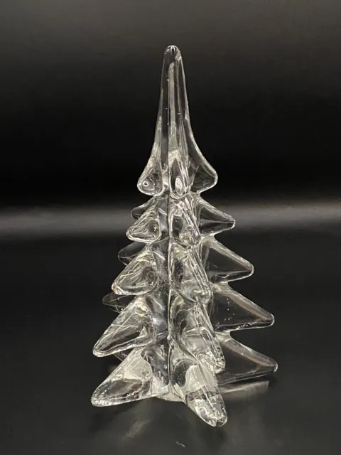Vintage Art Glass Christmas Tree Solid Clear Glass 8 in Taiwan