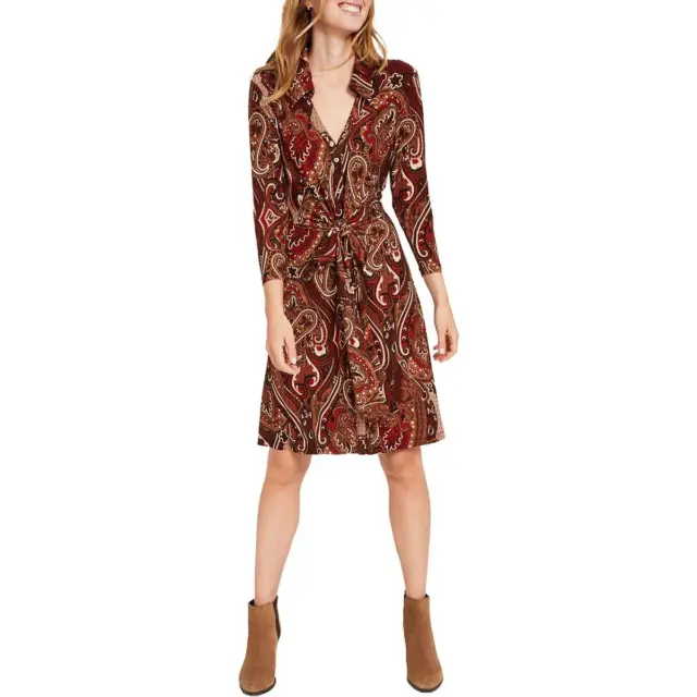 Tommy Hilfiger Womens Matte Jersey Paisley Long Sleeve Shirtdress BHFO 0535