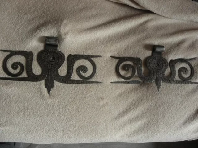primitive Antique Wrought Cast Iron Door Strap Hinges Baroque Door ornate old