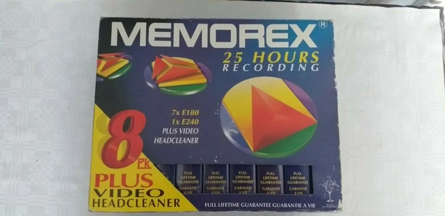 MEMOREX 25HOURS RECORDING 8pack Vhs Tapes Plus Video Headcleaner Read memorex-25hours-recording-8pack-vhs-tapes-plus-video-headcleaner-read