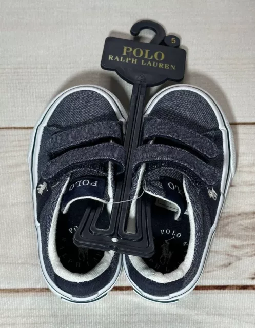 NWOB POLO RALPH LAUREN BABY SHOES BLUE 5 SAYER EZ LAYETTE White Pony