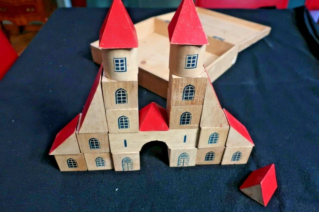 Jeu De Construction En Bois Vintage Garnier Numéro 5 - Ancien Maison - Occasion