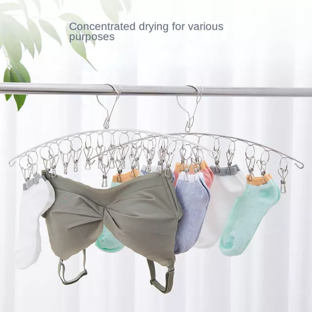 20 Pegs Stainless Steel Clothes Drying Hanger Windproof Clothing Rack Clips S Sn