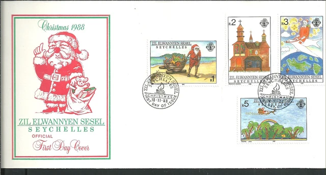 1089/Seychellen Äußere FDC ETB 1988 158-161 Weihnachten