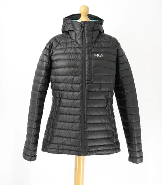 Rab Microlight Alpine Down Pertex Longer Length Womens Jacket Black Rrp £210