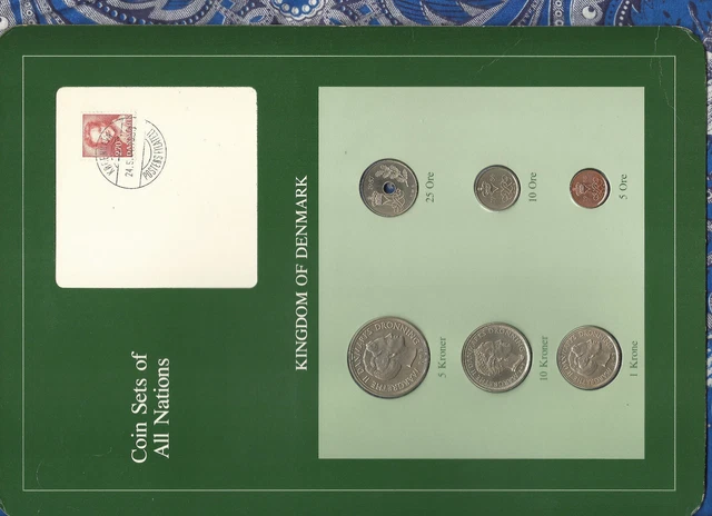 Coin Sets of All Nations Denmark 1 Krone 10, 5 Ore 1986 10, 5 Kroner 25 Ore 1987