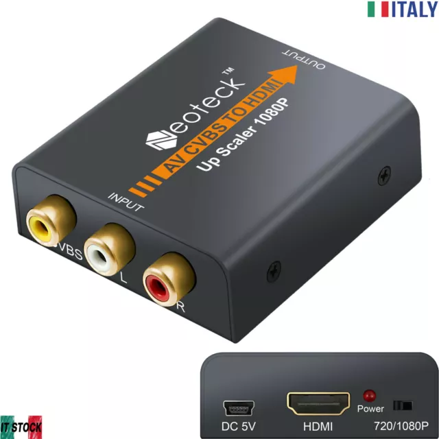Convertitore AV ad HDMI Composito Audio Video 1080P HDMI 3RCA per TV PC PS3