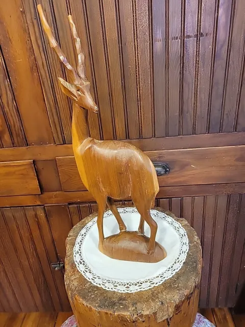 Hand Carved Wooden Antelope Impalla Gazelle African Figure Made in Kenya New