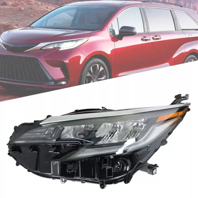 LED Headlight Headlamp Driver Left Side For 2021 2022 Toyota Sienna XSE Black