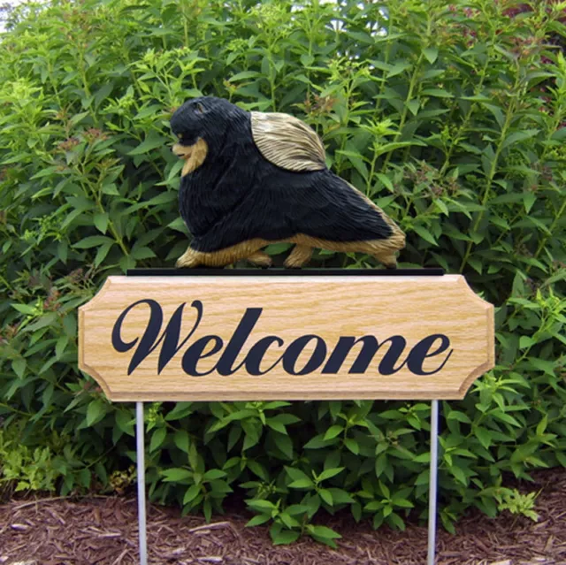 Pomeranian Wood Welcome Outdoor Sign Black & Tan