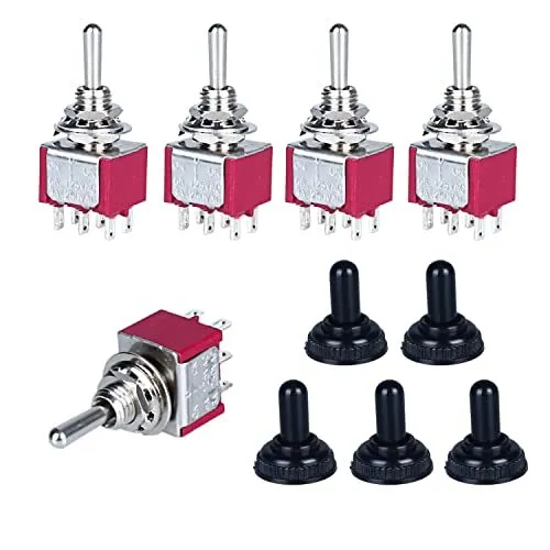 5Pcs Mini Momentary Toggle Switch 6 Pins 3 Positions DPDT (On)-Off-(On) Miniatur