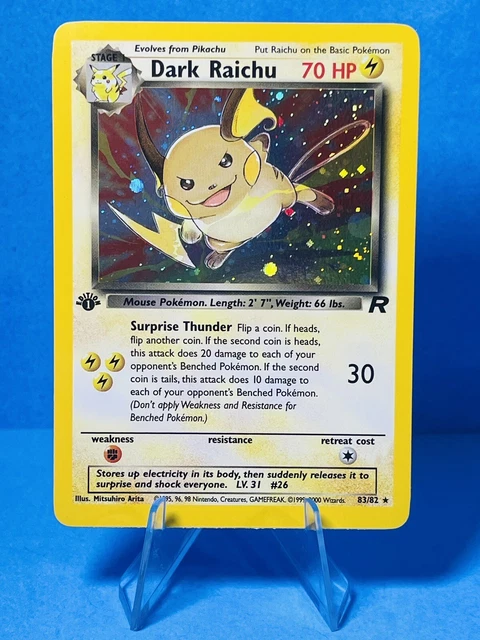 Pokemon Dark Raichu 83/82 Team Rocket 1st Edition Secret Rare Holo Card WOTC NM