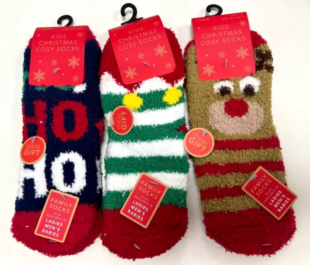 Christmas Socks Cosy  Reindeer Elf Ho Ho Ho Rubber Grip Sole BUO001 NG