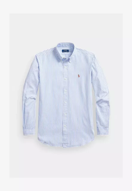 POLO RALPH LAUREN Camicia stampa righe Blu bianco SLIM Multi logo Shirt Nuova