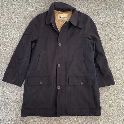 VINTAGE AQUASCUTUM Nero regolare 90s Cera Giacca Da Uomo M 