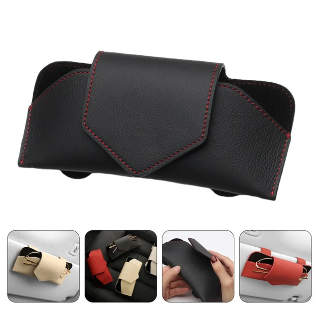 Clip para gafas cuero PU carcasa rígida para gafas de coche estuche para gafas con parasol