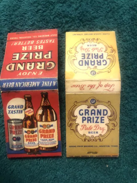 2-Vintage Beer Themed Matchbooks, Grand Prize Pale Dry Beer